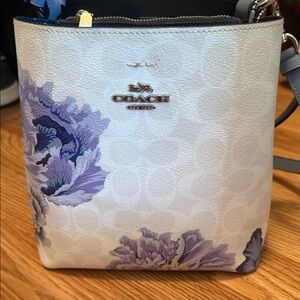 Coach Crossbody Bag with Purple Floral Design